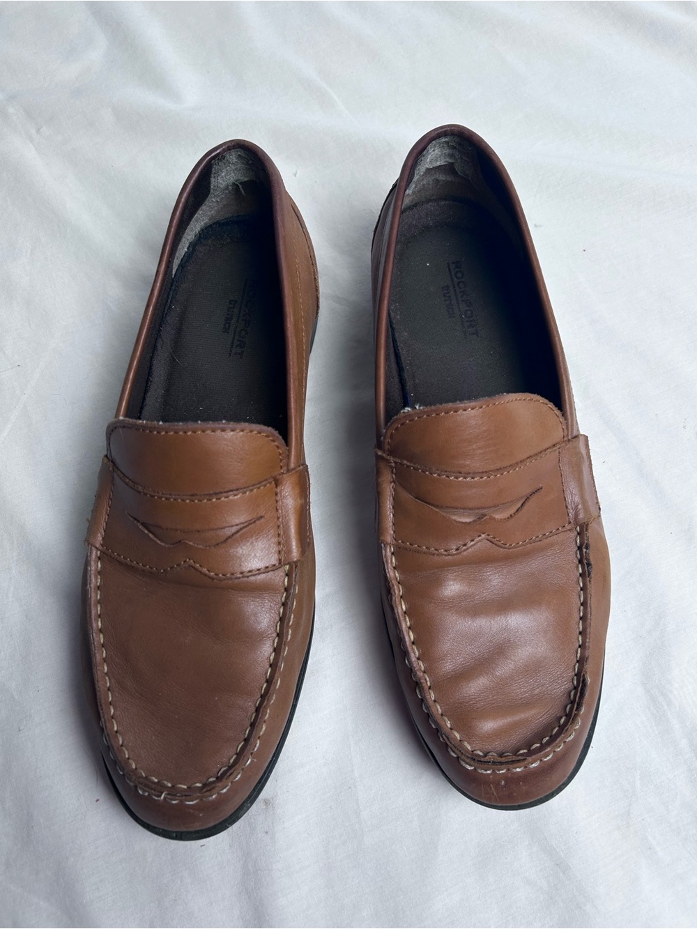 Men's Brown Rockport Leather Penny Loafers 10.5